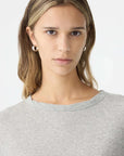 Bassike Slouch Superfine Long Sleeve T Shirt Grey Marl