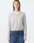 Bassike Wool Cashmere V Neck Knit Grey Marl