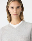 Bassike Wool Cashmere V Neck Knit Grey Marl