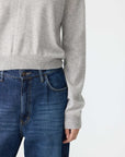 Bassike Wool Cashmere V Neck Knit Grey Marl