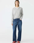 Bassike Wool Cashmere V Neck Knit Grey Marl