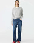 Bassike Wool Cashmere V Neck Knit Grey Marl