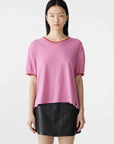 Bassike Layered Neck T Shirt Boysenberry Htg Red