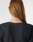Bassike Waffle V Neck L/S Shirt Washed Ink