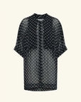 Shona Joy Short Sleeve Neck Tie Shirt Noir Polka