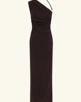 Shona Joy Beau Gathered Asymmetrical Midi Dress Espresso