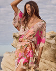 Spell Floridian Lace Mini Dress Coral