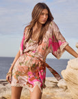 Spell Floridian Lace Mini Dress Coral