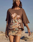 Spell Villa Tropic Oversized Biker Tee Coffee