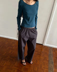 Deiji Studios Ease Trouser Brown Blue Stripe