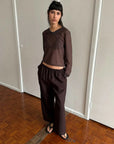 Deiji Studios Ease Trouser Brown Black Stripe