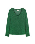 Zulu and Zephyr Linen Blend Hand Knit Jumper Tallow Green