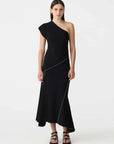 Bassike Asymmetric Once Shoulder Dress Black Dune