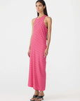 Bassike Stripe Asymmetric Tank Dress Red Pink