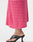 Bassike Stripe Asymmetric Tank Dress Red Pink