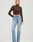 Rollas Selena Rouched Long Sleeve Top Espresso