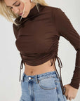 Rollas Selena Rouched Long Sleeve Top Espresso