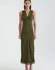 Rowie Annie Silk Midi Dress Olive