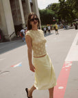 Rowie Galo Wildflower Lace Tee Lemon