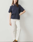 American Vintage Sonoma T Shirt Crew Neck Vintage Navy Blue