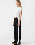 Bassike Twill Stripe Detail Pant Black White