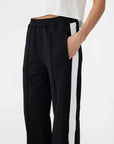Bassike Twill Stripe Detail Pant Black White