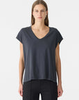 Bassike Fine Bind Scoop Neck Tank Washed Navy