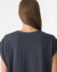 Bassike Fine Bind Scoop Neck Tank Washed Navy