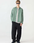 Bassike Oversized Universal Shirt Green Brown Check