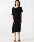 Bassike Asymmetric Sleeve Midi Dress Black
