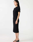 Bassike Asymmetric Sleeve Midi Dress Black