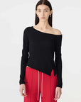 Bassike Off Shoulder Jersey LS Top Black
