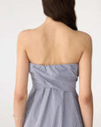 Bassike Mini Check Tie Detail Dress Blue Brown