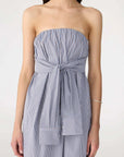Bassike Mini Check Tie Detail Dress Blue Brown