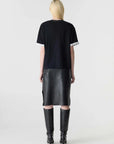 Bassike Slouch Turnback T Shirt Black White