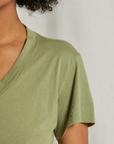 Perfectwhitetee Hendrix Cotton Boxy V Neck Tee Oil Green
