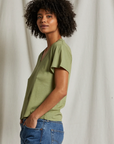 Perfectwhitetee Hendrix Cotton Boxy V Neck Tee Oil Green