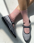 Le Bon Shoppe Embroidered Her Socks Pink Soda Silver Seashell