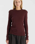 Bassike Slim Superfine Rib L/S T Shirt Cocoa