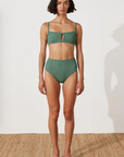 Zulu and Zephyr Textured Waisted Full Brief Emerald