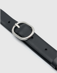 Camilla and Marc Rae Matte Leather Belt Black Silver