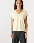 Bassike Fine Bind Scoop Neck Tank Lemon Sorbet
