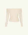 Shona Joy Mira Long Sleeve Off Shoulder Top Ivory