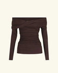 Shona Joy Beau Off Shoulder Twist Front Top Espresso