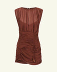 Shona Joy Blair Panelled Gathered Mini Dress Cocoa