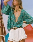 Spell Elysian Short Sleeve Blouse Jade