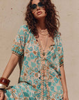 Spell Goldie short sleeve blouse lagoon