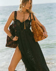 Spell Lux Lisbon Lace Strappy Maxi Dress Onyx