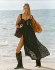 Spell Lux Lisbon Lace Strappy Maxi Dress Onyx