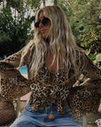 Spell Samantha Lace Frill Blouse Vintage Leopard